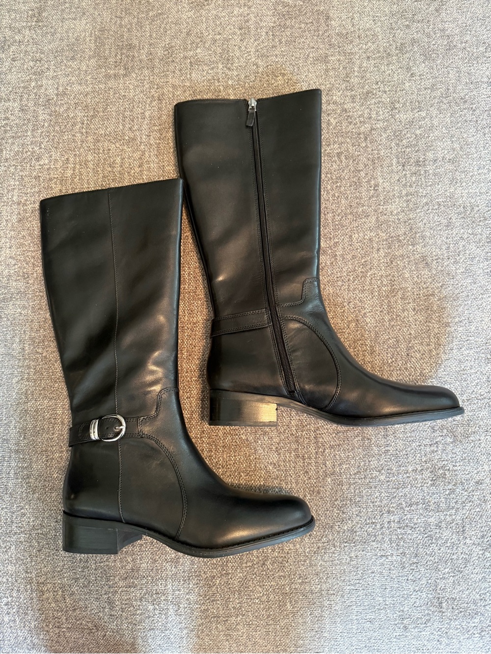 Franco Sarto Black Leather Knee-High Riding Boots